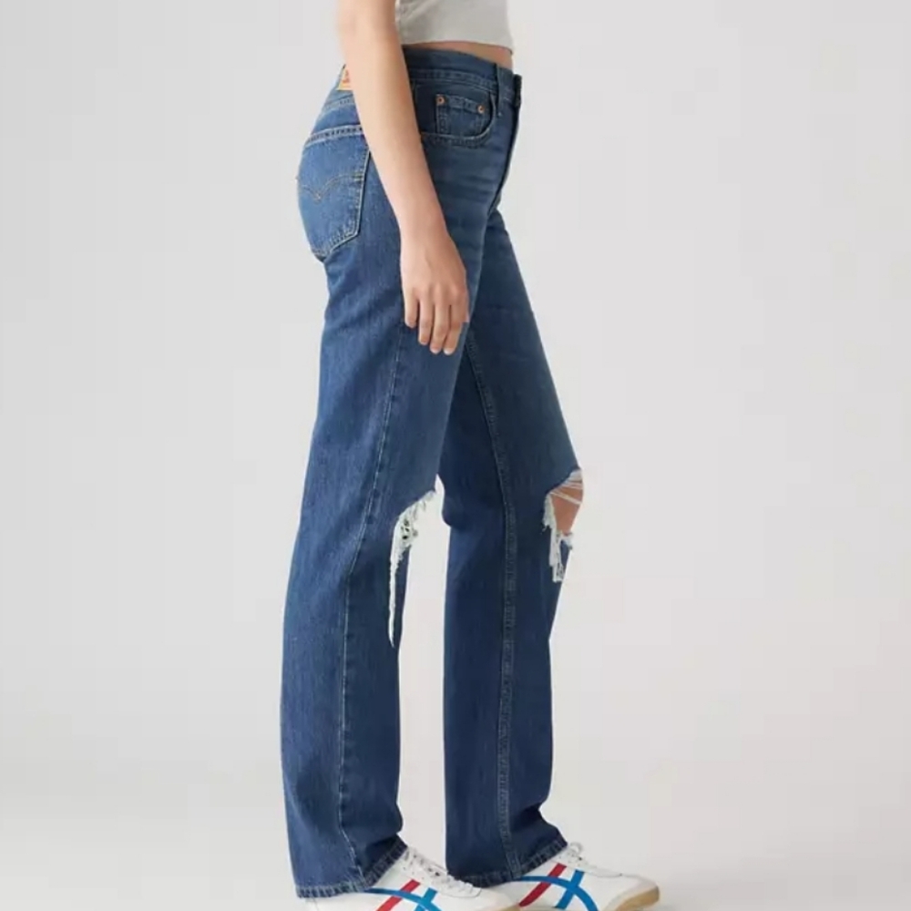 Levi's Low Pro Straight New With Tags Women's Blue Distressed Jeans Size 27 - Picture 3 of 7